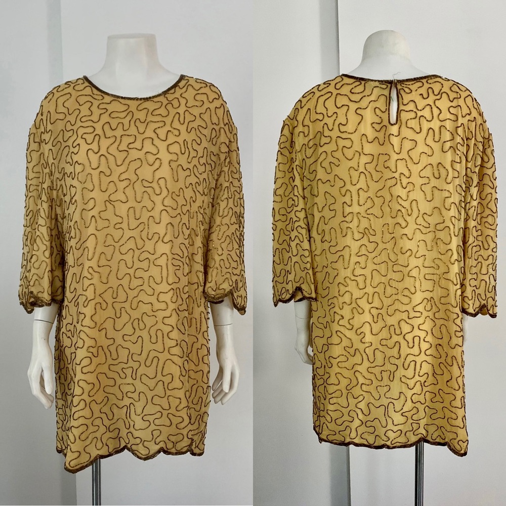 Beautiful vintage silk beaded mini dress/tunic